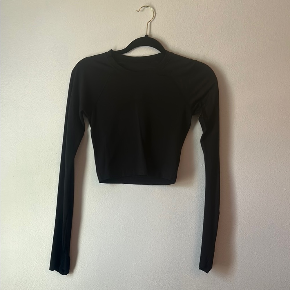 Black Lululemon Swiftly Tech Cropped Long-Sleeve Shirt 2.0
